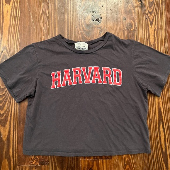 FRENCH PASTRY HARVARD Logo Grey Crop Top Red Lettering 100% Cotton University - Picture 3 of 5